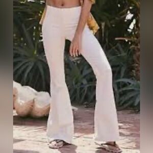 Free People Stylish Ivory Flared Stretch Pants